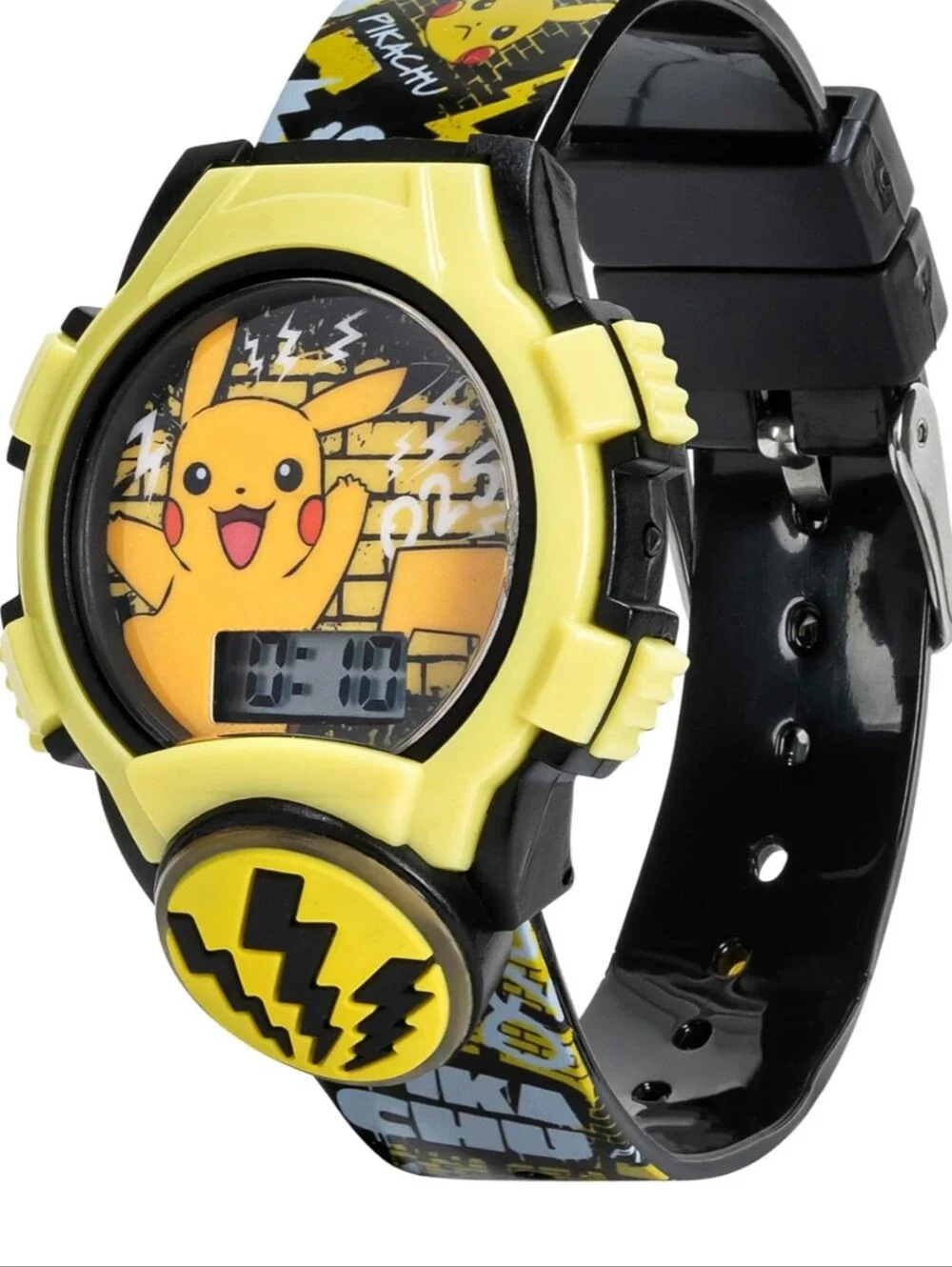 Pikachu Yellow Kids Digital Watch with Light-Up Face